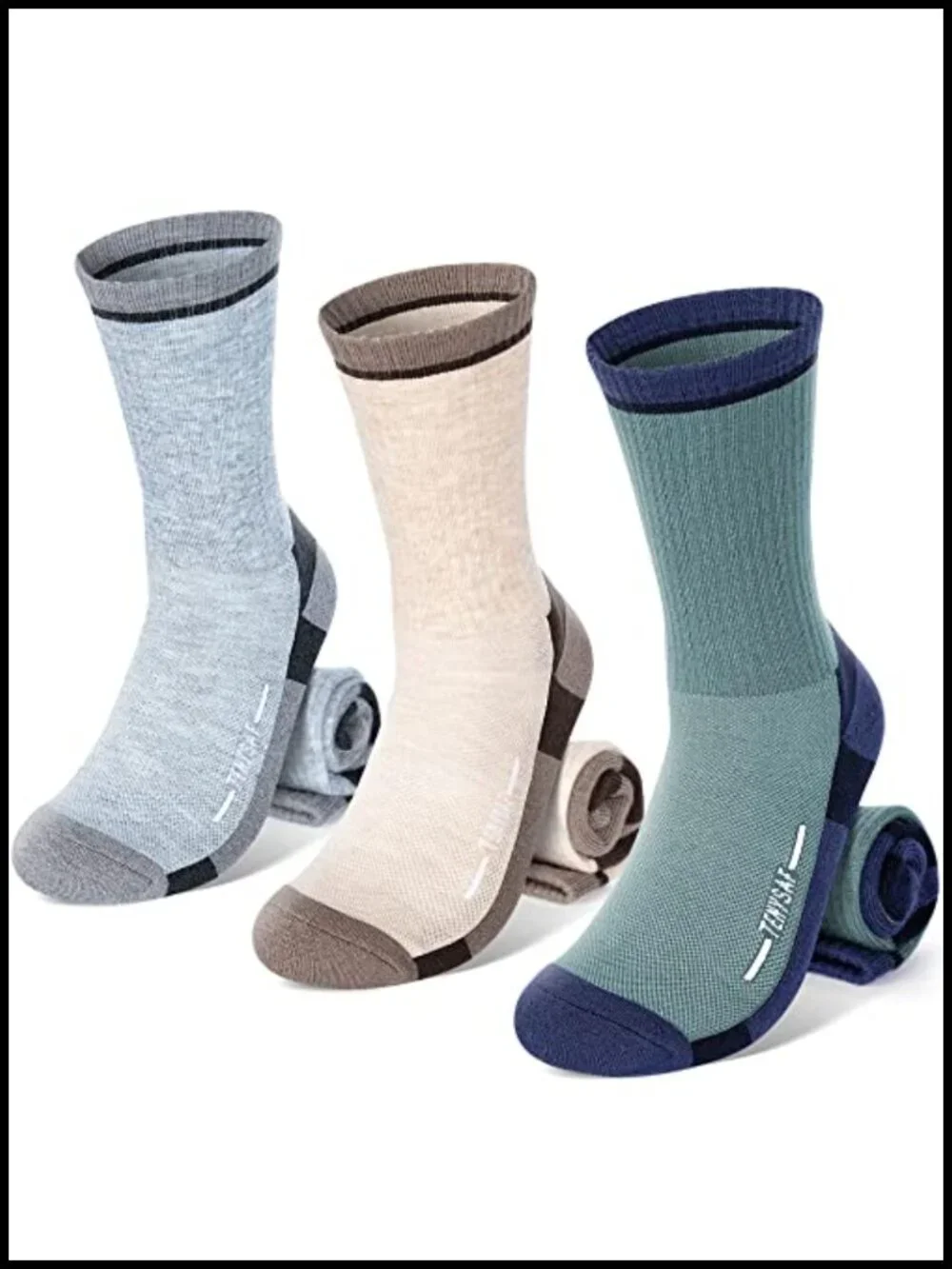 Merino Wool Hiking Socks 4 Pack Lightweight Crew Cushion